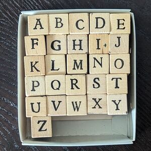 Alphabet stamp set with classic style, capital letter stamps, wood block rubber